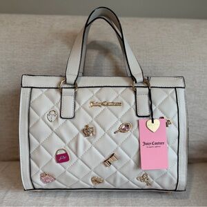 Juicy couture ‘juicy girl only tote’ bag w/ charms in beige / ‘crystal’ NWT